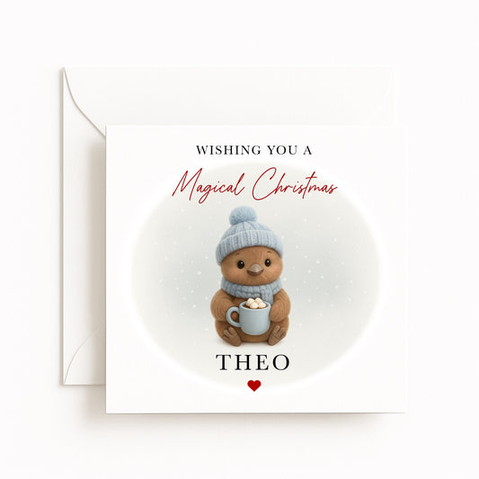 Blue Robin Magical Christmas Card