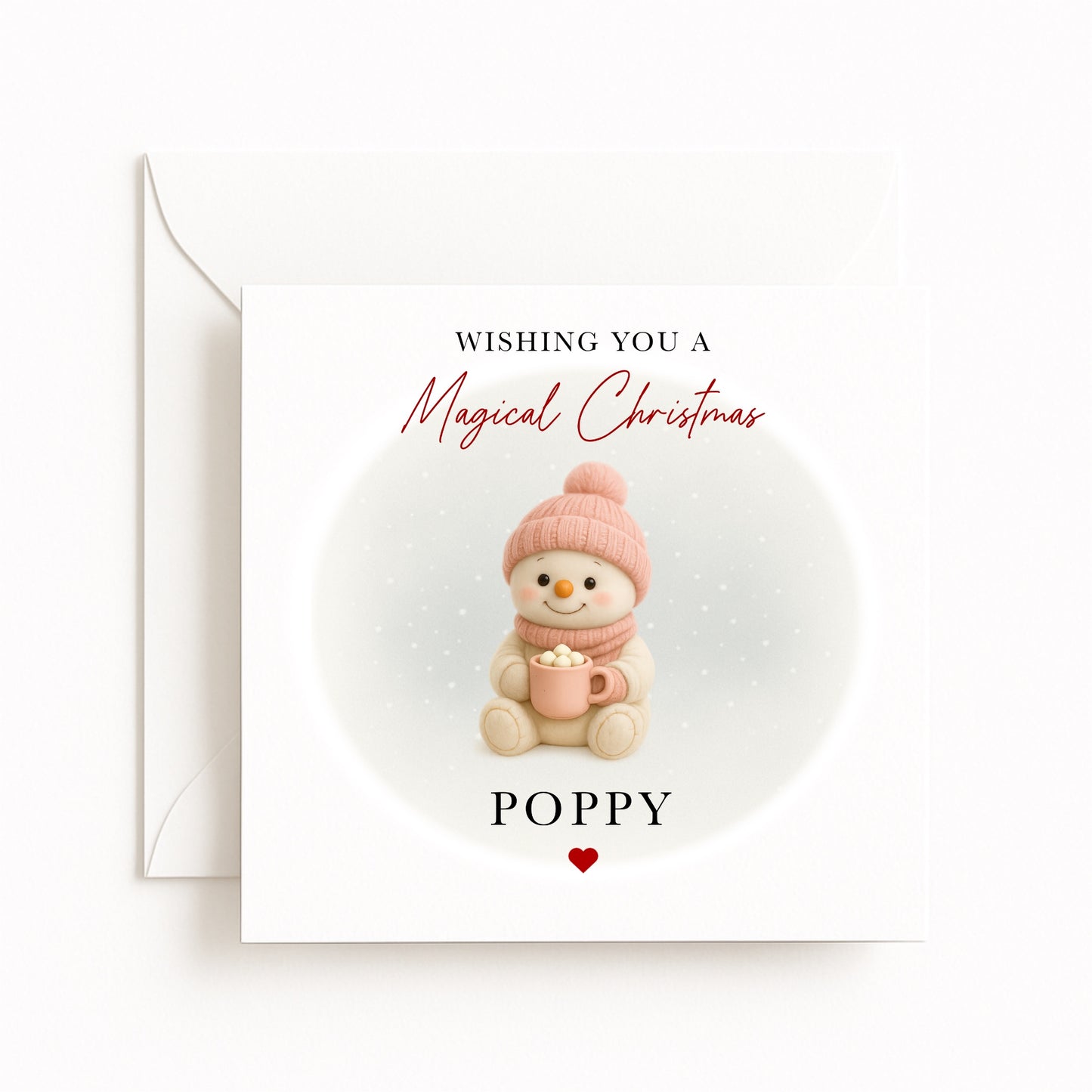 Pink Snowman Magical Christmas Card