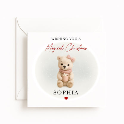 Pink Polar Bear Magical Christmas Card