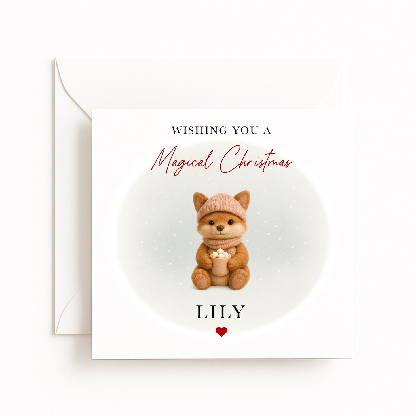 Pink Fox Magical Christmas Card