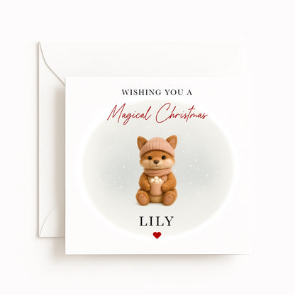 Pink Fox Magical Christmas Card