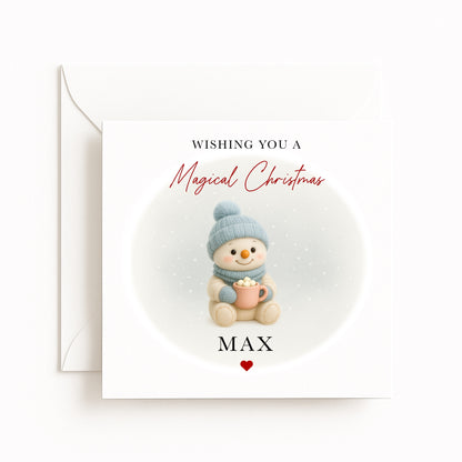 Blue Snowman Magical Christmas Card