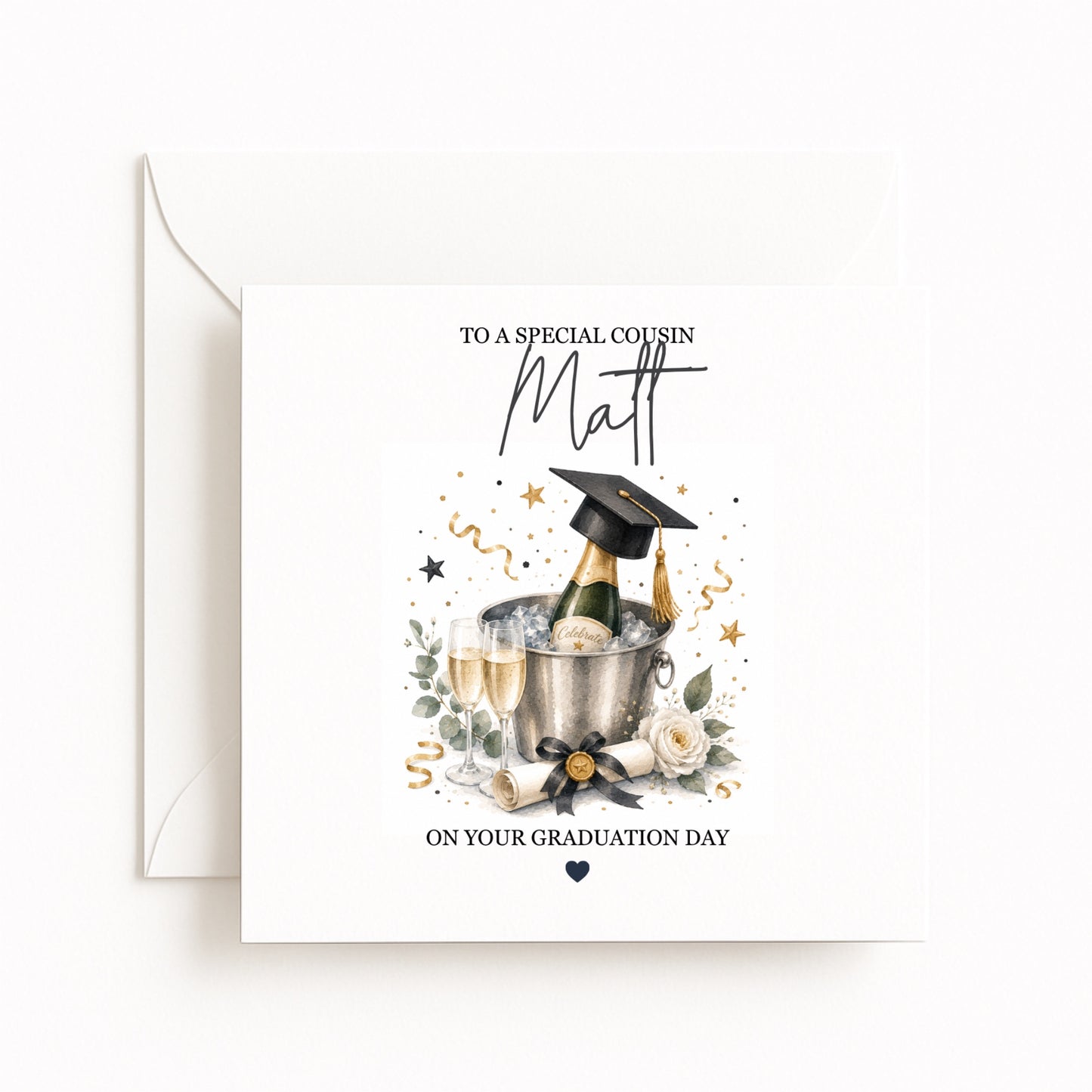 Champagne Personalised Graduation Card