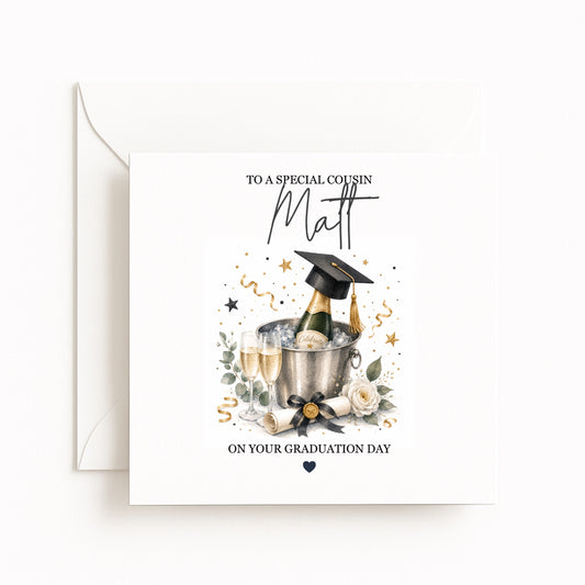Champagne Personalised Graduation Card