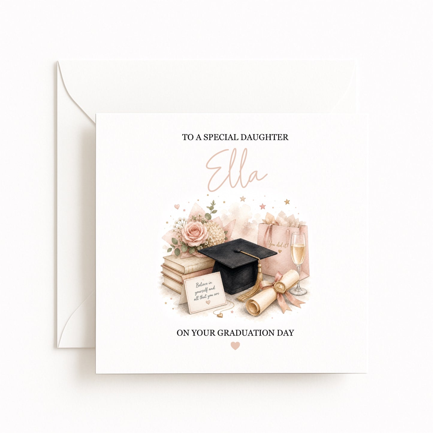 Pink Gift Bag Personalised Graduation Card
