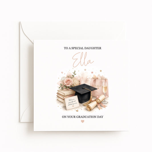 Pink Gift Bag Personalised Graduation Card