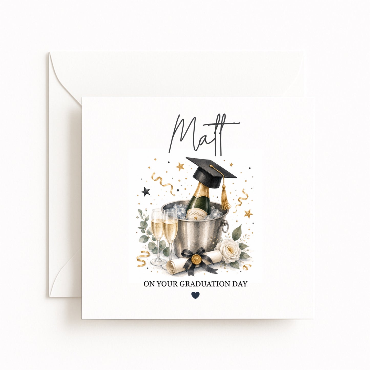 Champagne Personalised Graduation Card