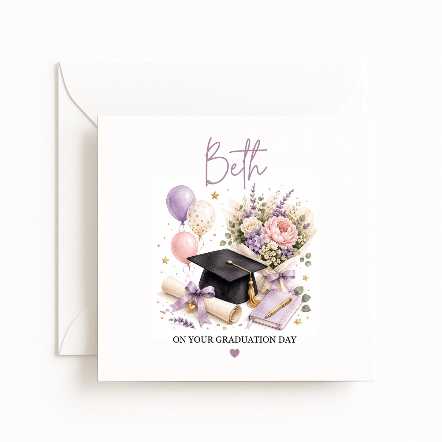 Lilac Flowers Personalised Graduation Card