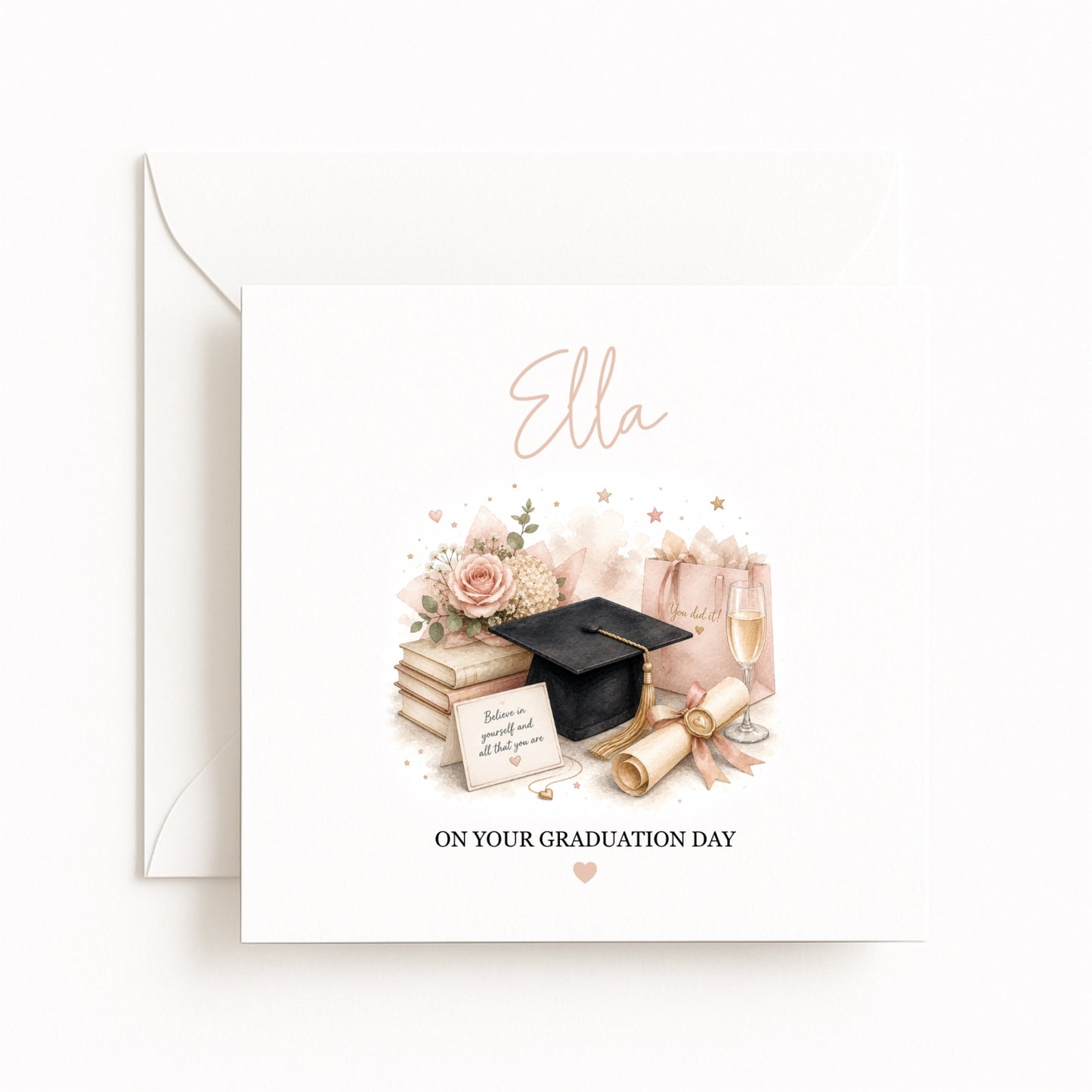 Pink Gift Bag Personalised Graduation Card