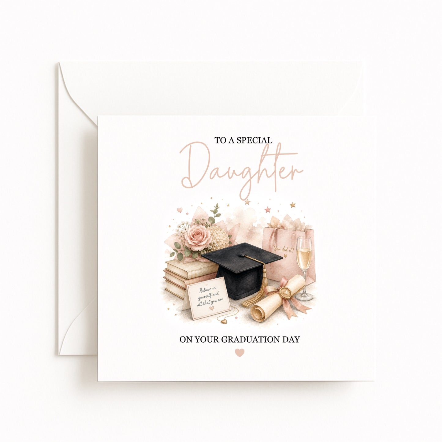 Pink Gift Bag Personalised Graduation Card