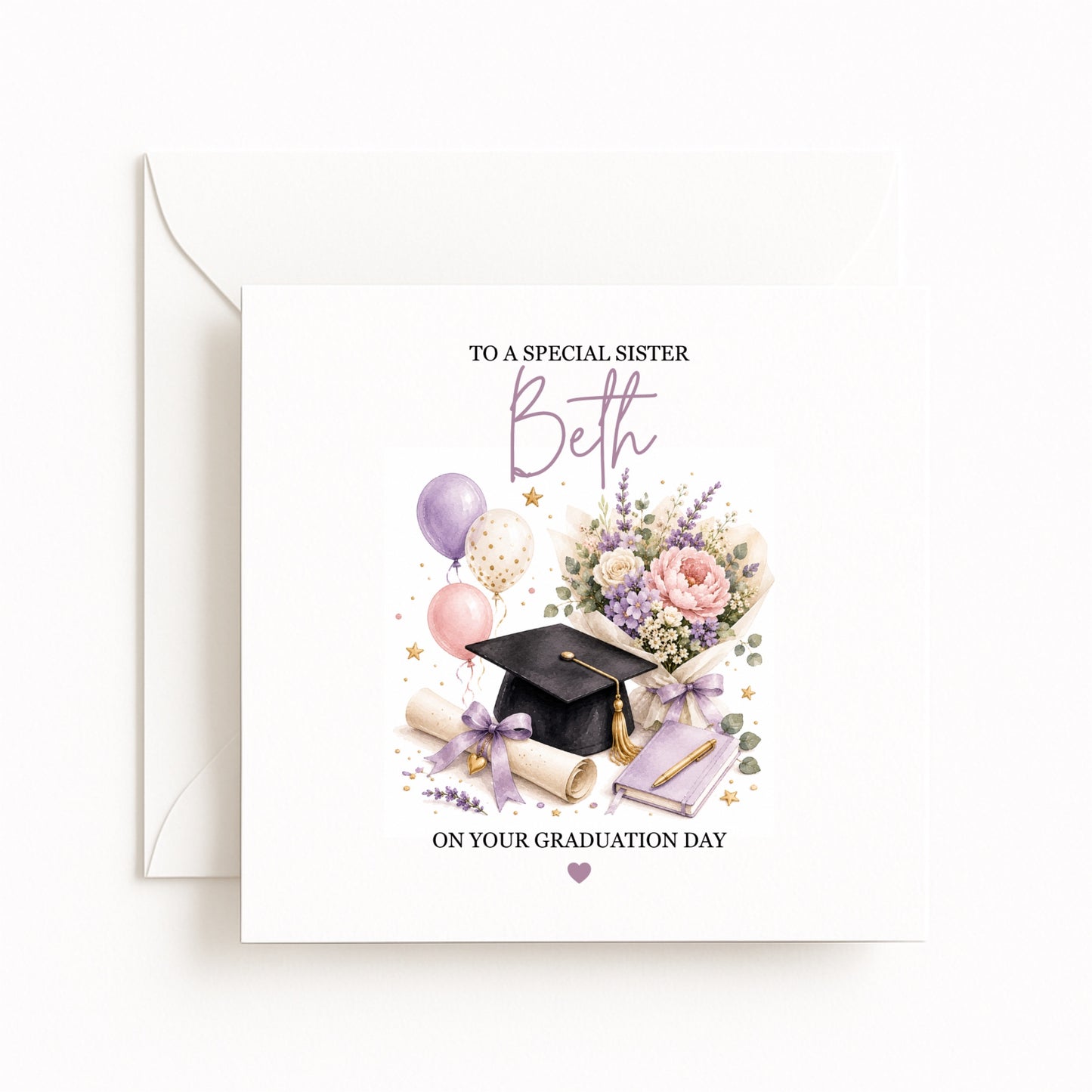 Lilac Flowers Personalised Graduation Card