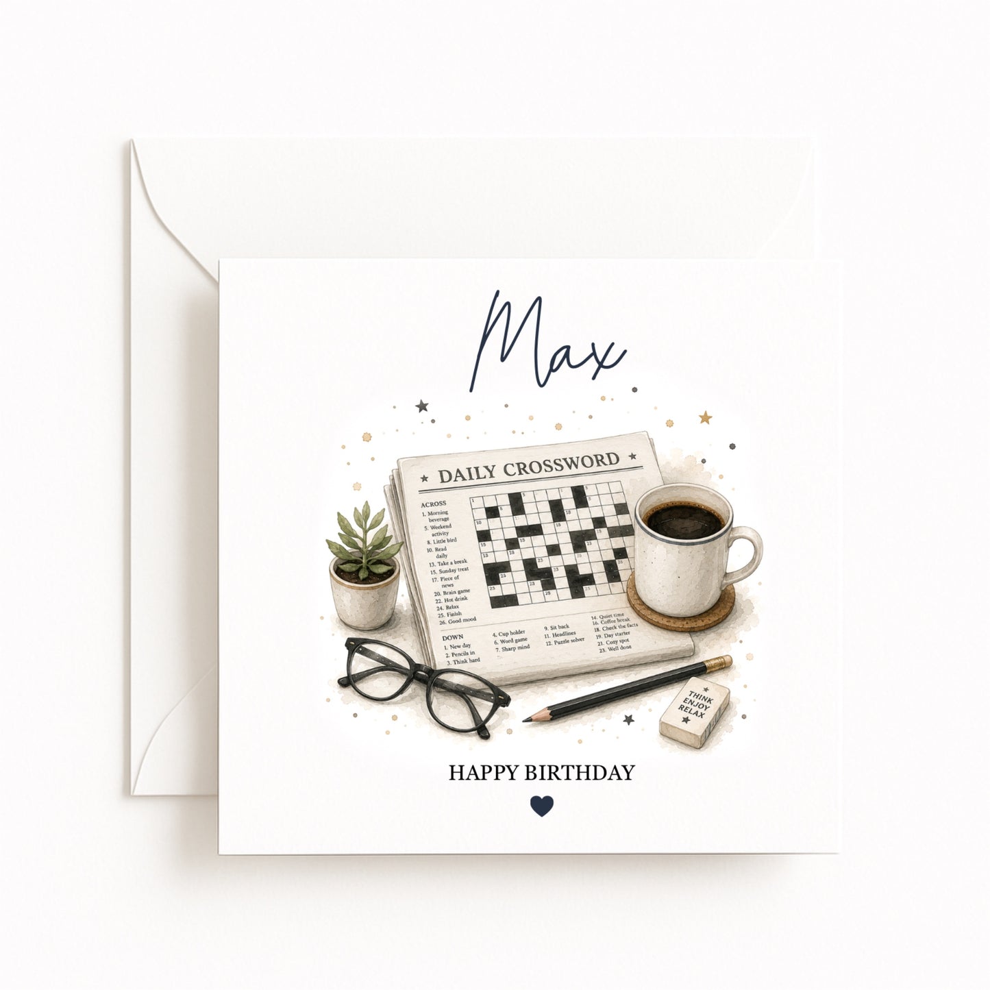 Personalised Crosswords & Coffee Birthday Card