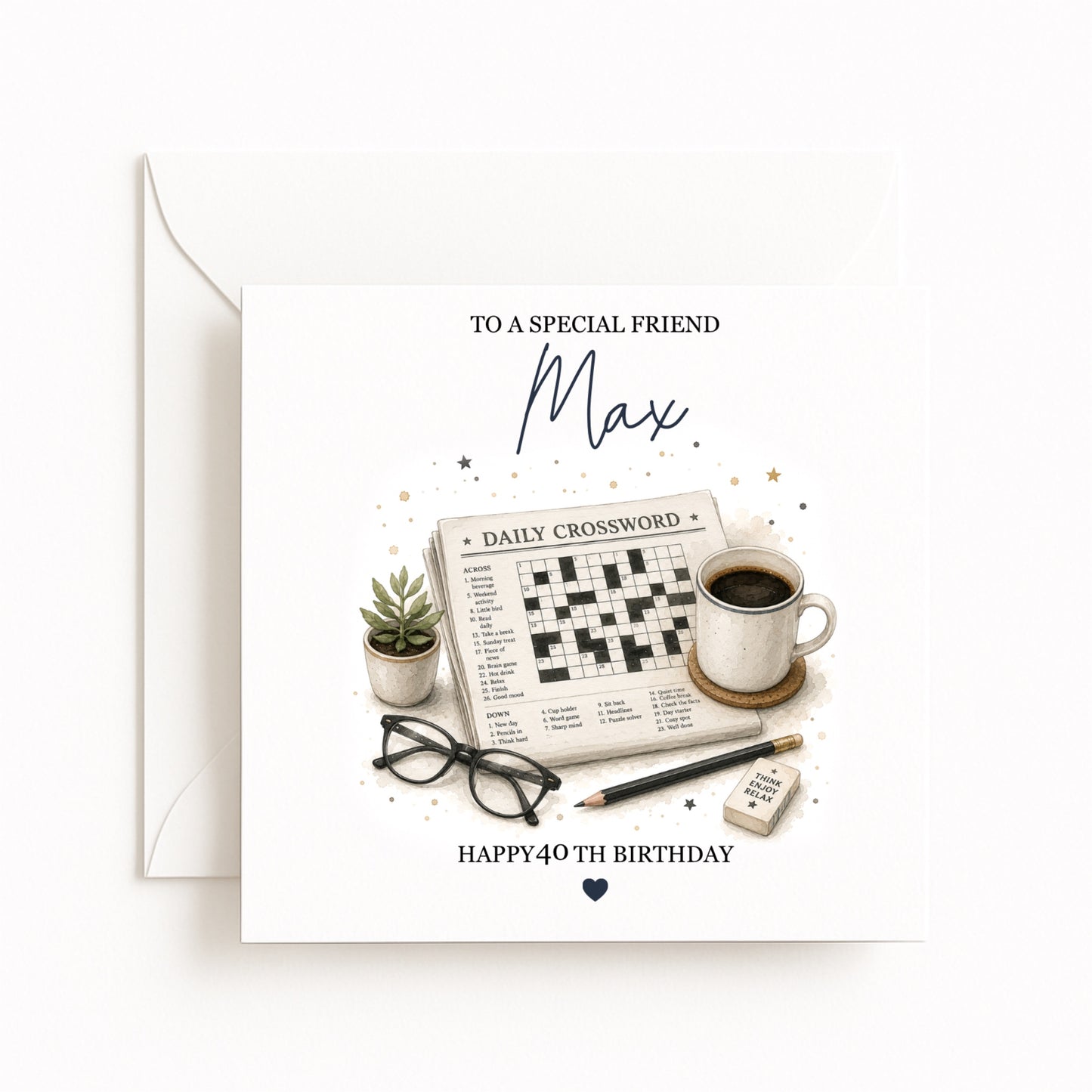 Personalised Crosswords & Coffee Birthday Card