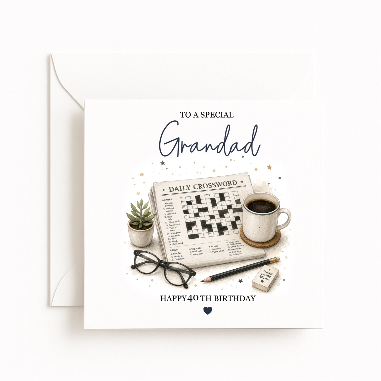 Personalised Crosswords & Coffee Birthday Card