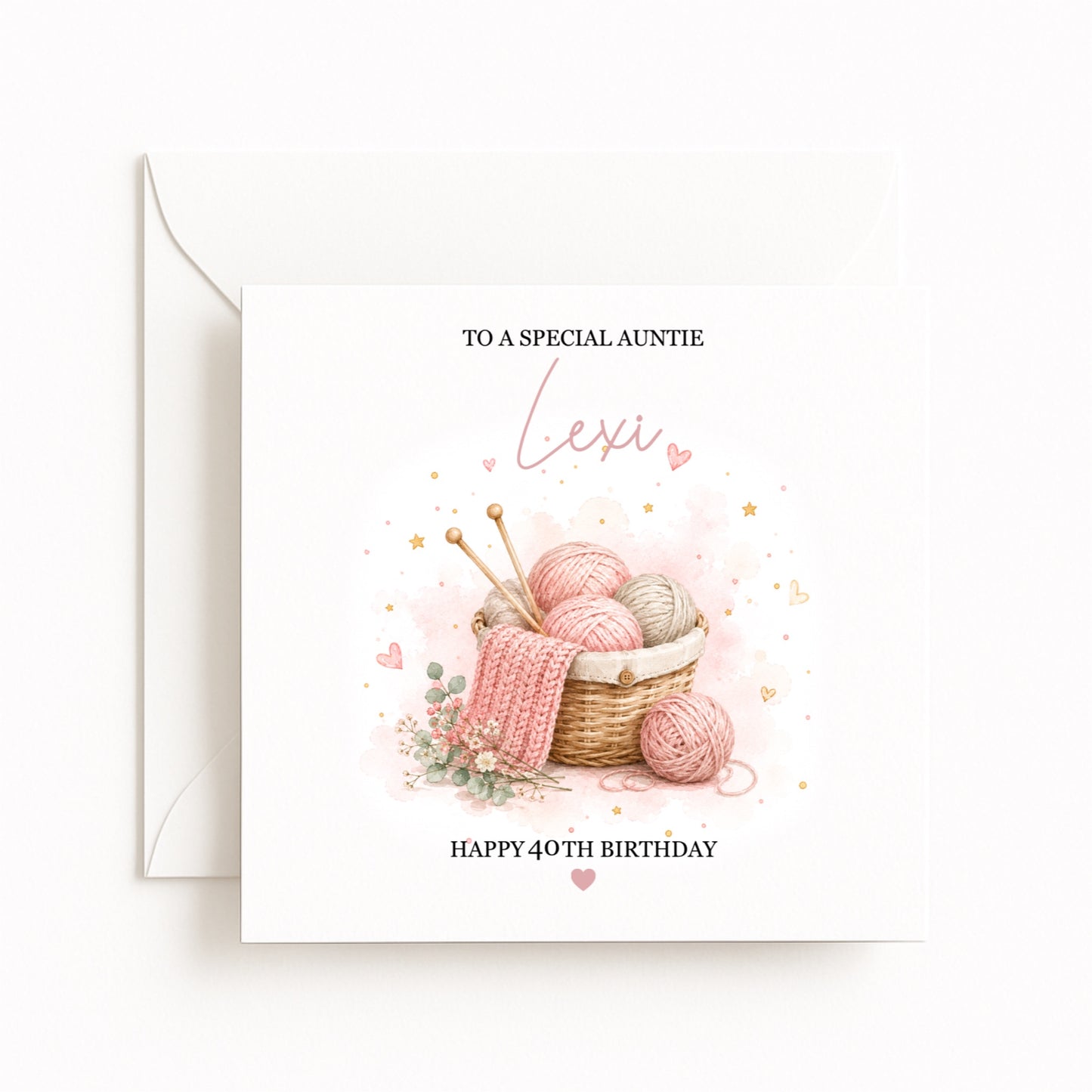 Knitting Basket Birthday Card