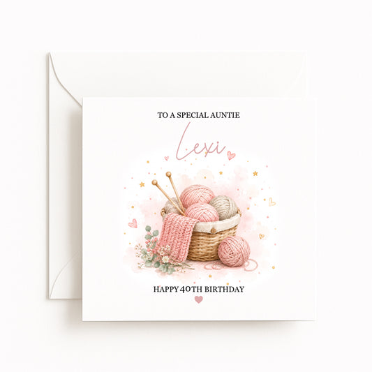 Knitting Basket Birthday Card